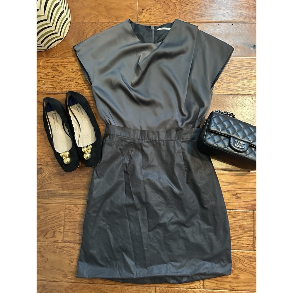 Uniqlo x Costello Tagliapietra Dress Womens Small S Charcoal Gray Satin Drape